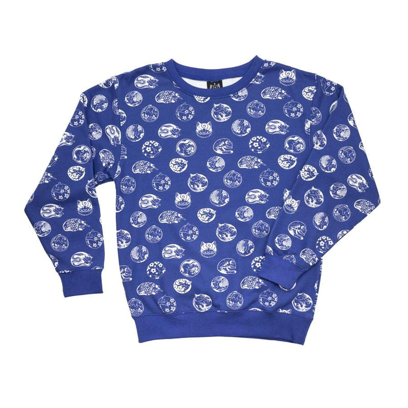 Curled Cat Blue French Terry Set Apparel Monmon Cats Blue Small 