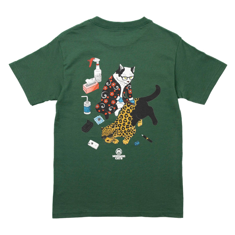 Tebori 2010s Tee Apparel Monmon Cats Green Medium 