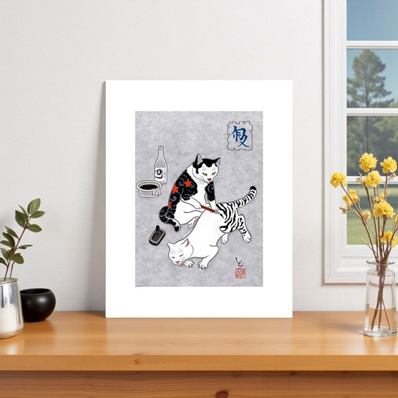 Tebori Print Print Monmon Cats 