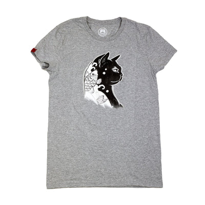 Black Cat Women's Tee - Grey Apparel Monmon Cats 