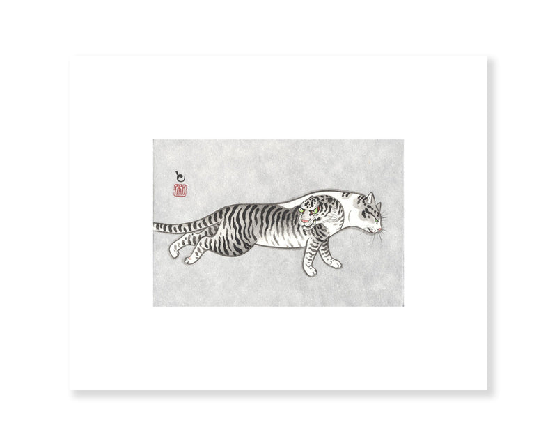 Grey Striped Tiger Cat Print Print Monmon Cats 