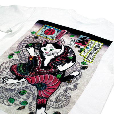 Hebi Cat Tee - White Apparel Monmon Cats 