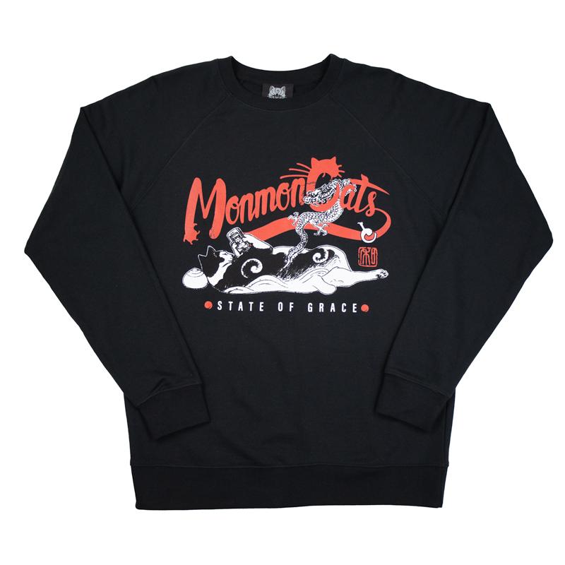 Keitai Cat Crewneck Sweatshirt - Black Apparel Monmon Cats 