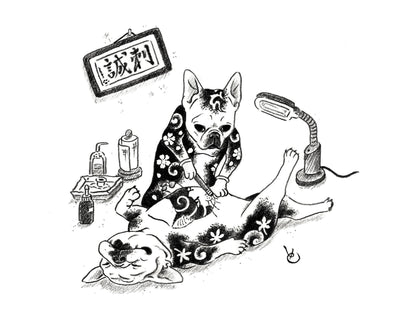 Monmon Dog Tattoo Print Print Monmon Cats 