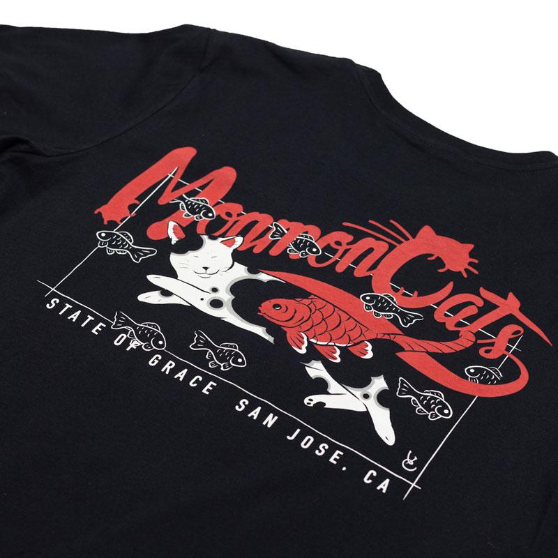 Monmon Koi Cat Tee - Black Apparel Monmon Cats 
