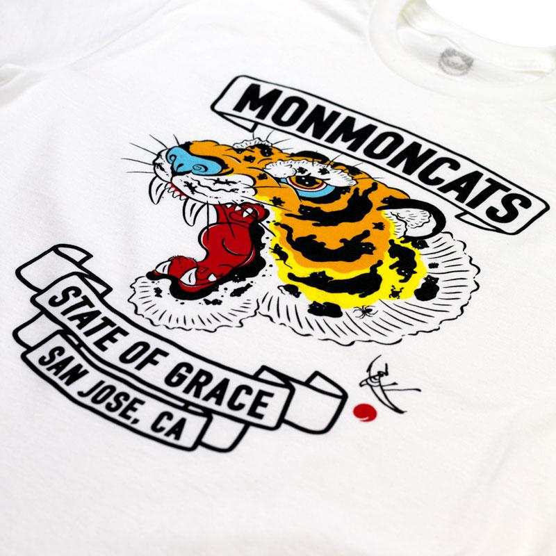 Monmon Tiger Crest Tee - White Apparel Monmon Cats 
