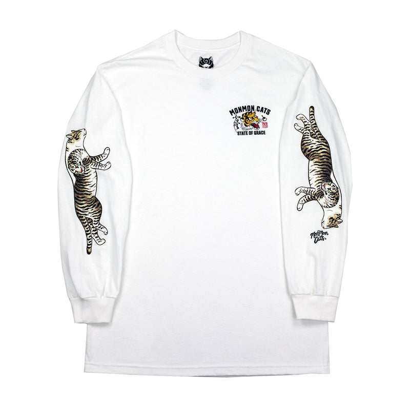 Tiger Ghost Long Sleeve Tee White Apparel Monmon Cats 
